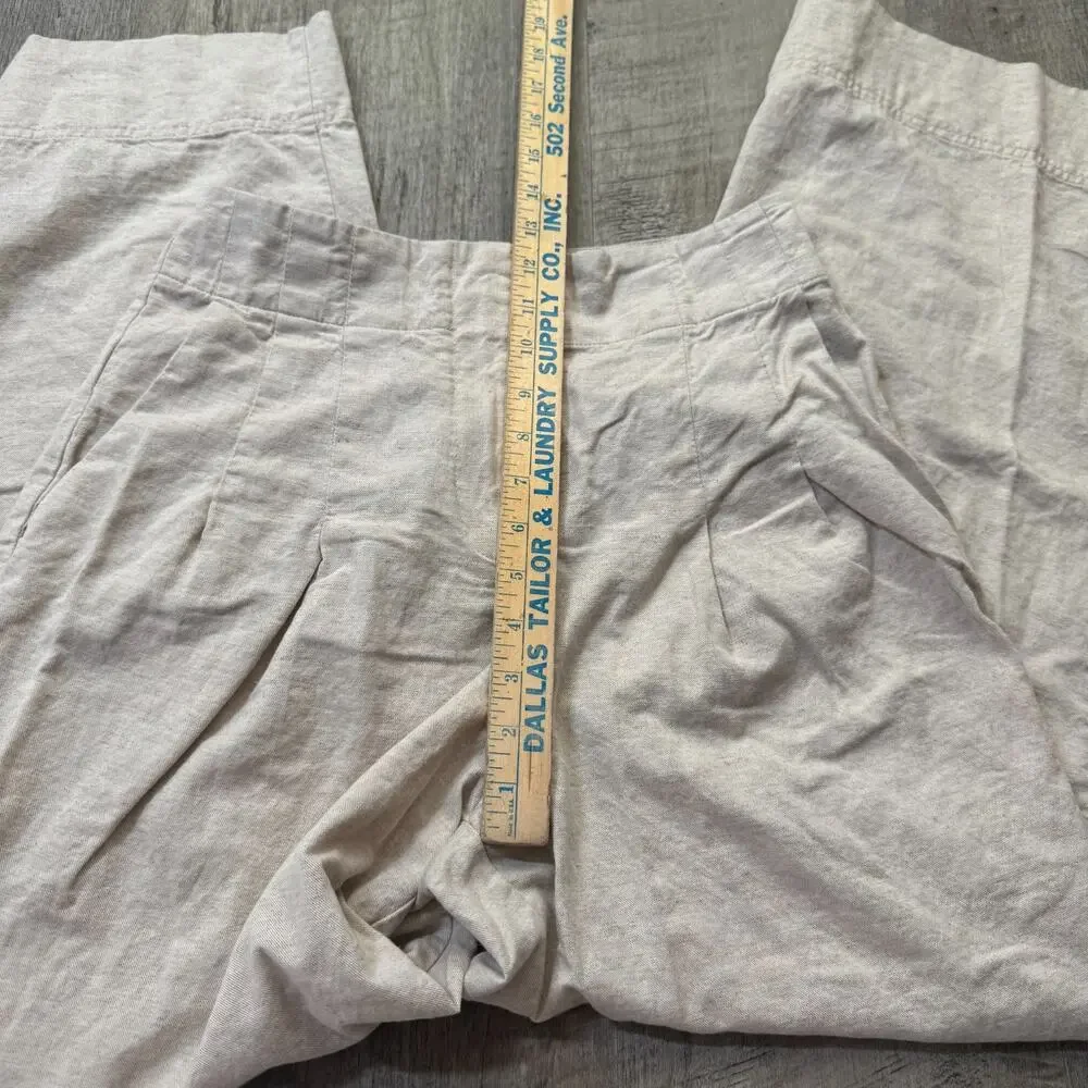 Mango Cream Linen Wide Leg Trousers Women's Size 4 Linen Blend Resort Wear